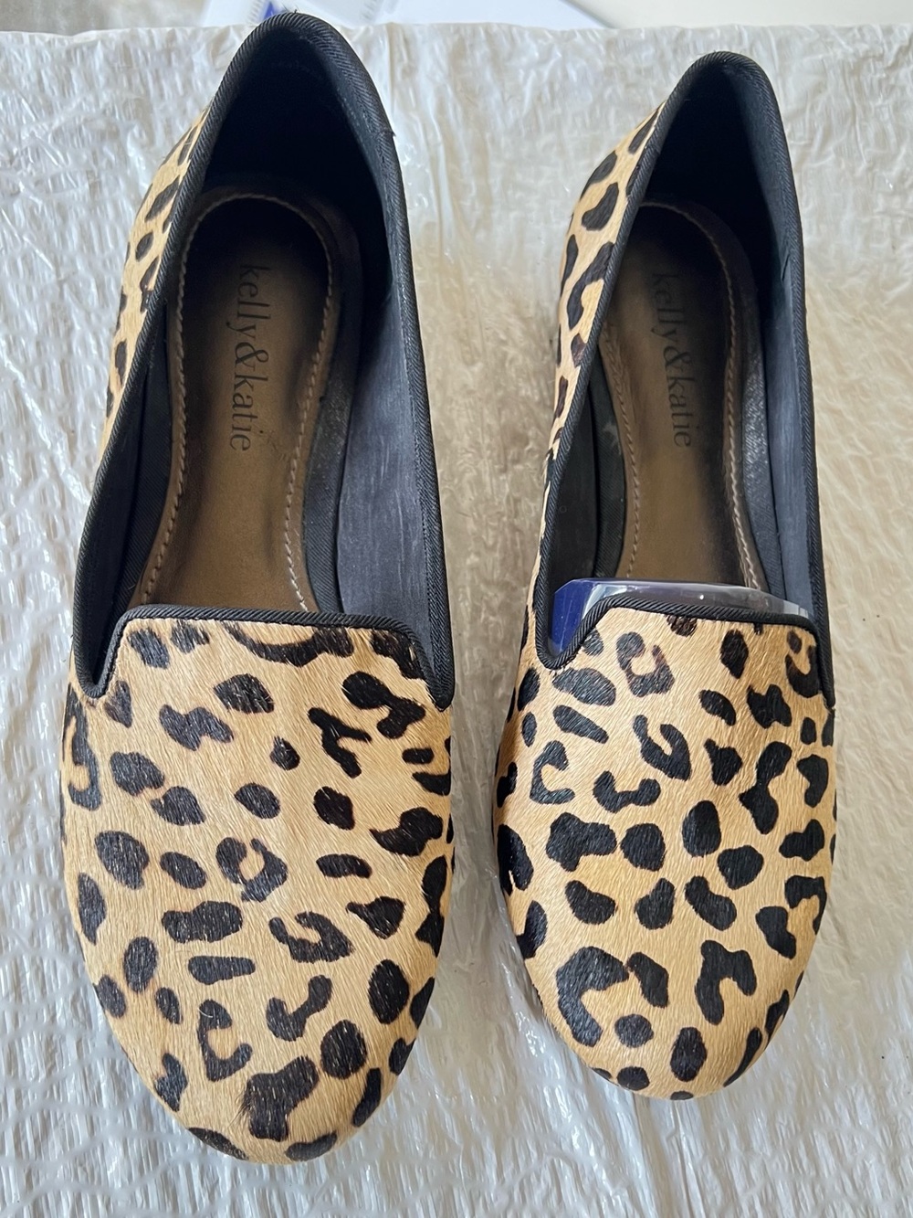 Kelly & Katie Leopard-Print Slip-On Loafers in Tan and Black
